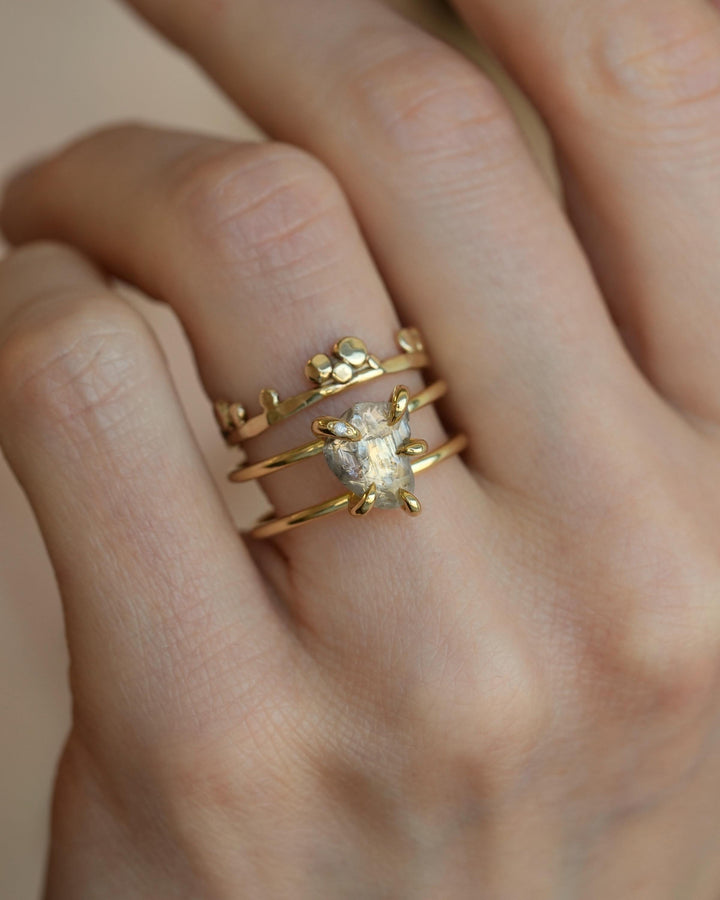 Double Band Raw Diamond Ring