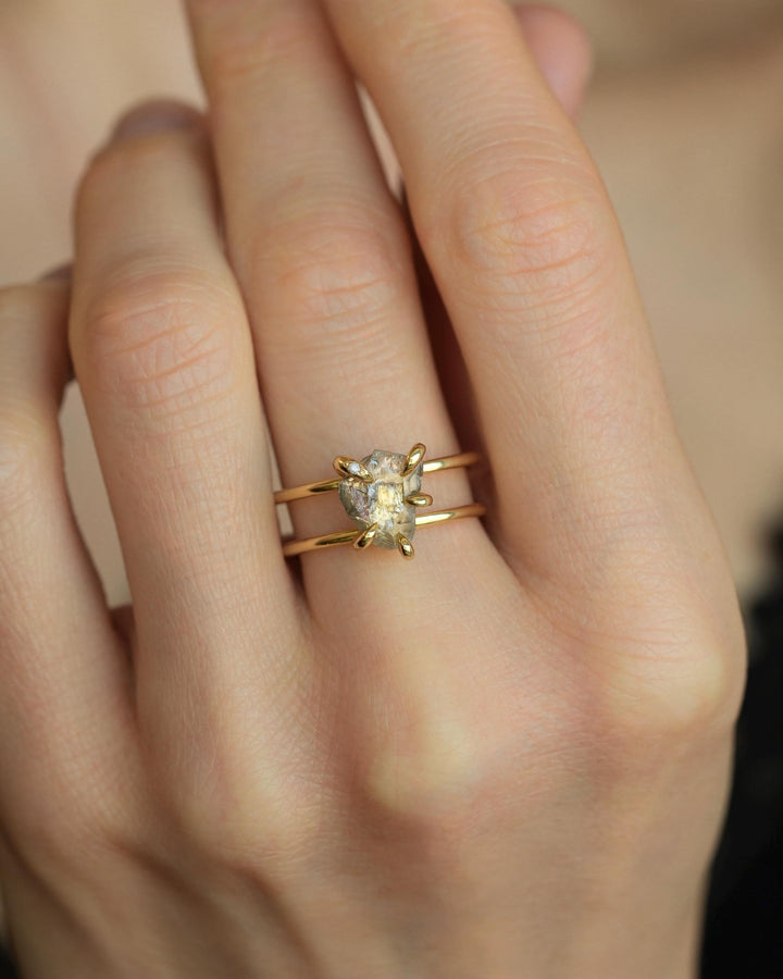 Double Band Raw Diamond Ring