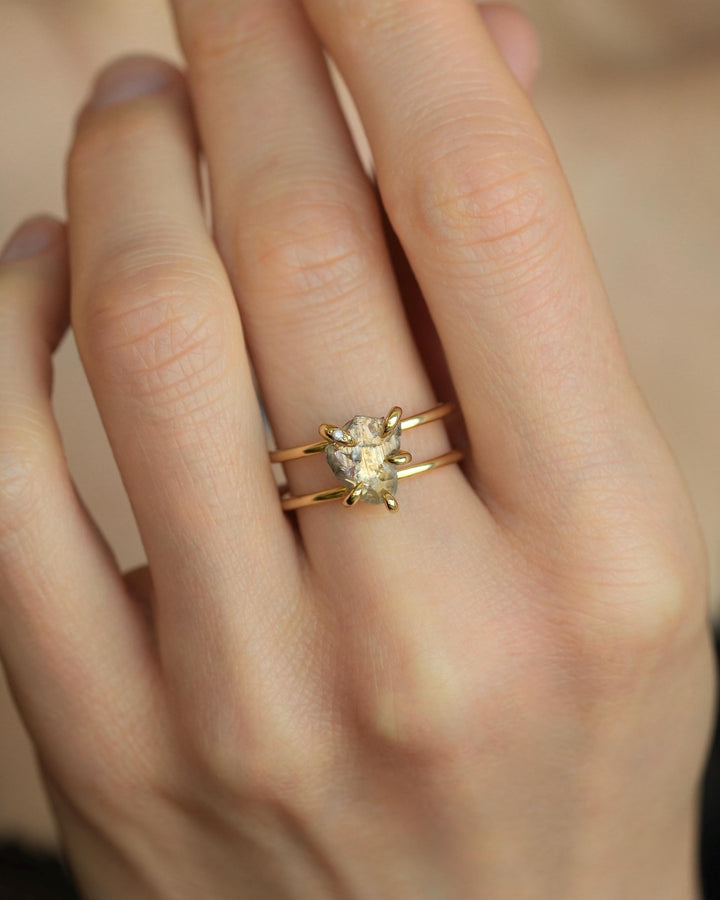 Double Band Raw Diamond Ring