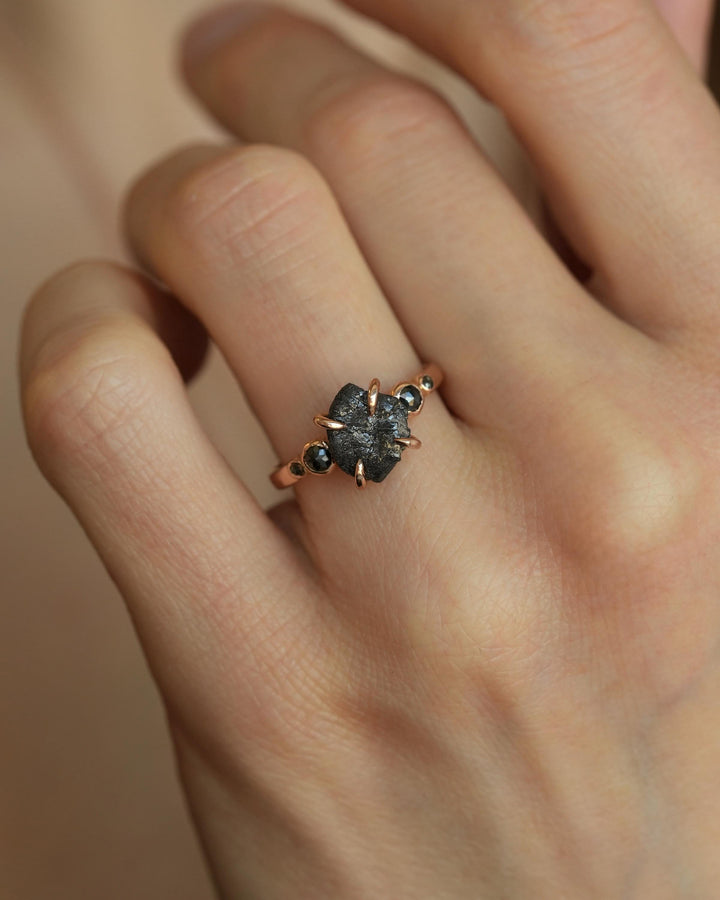 5 Black Diamond Engagement Ring