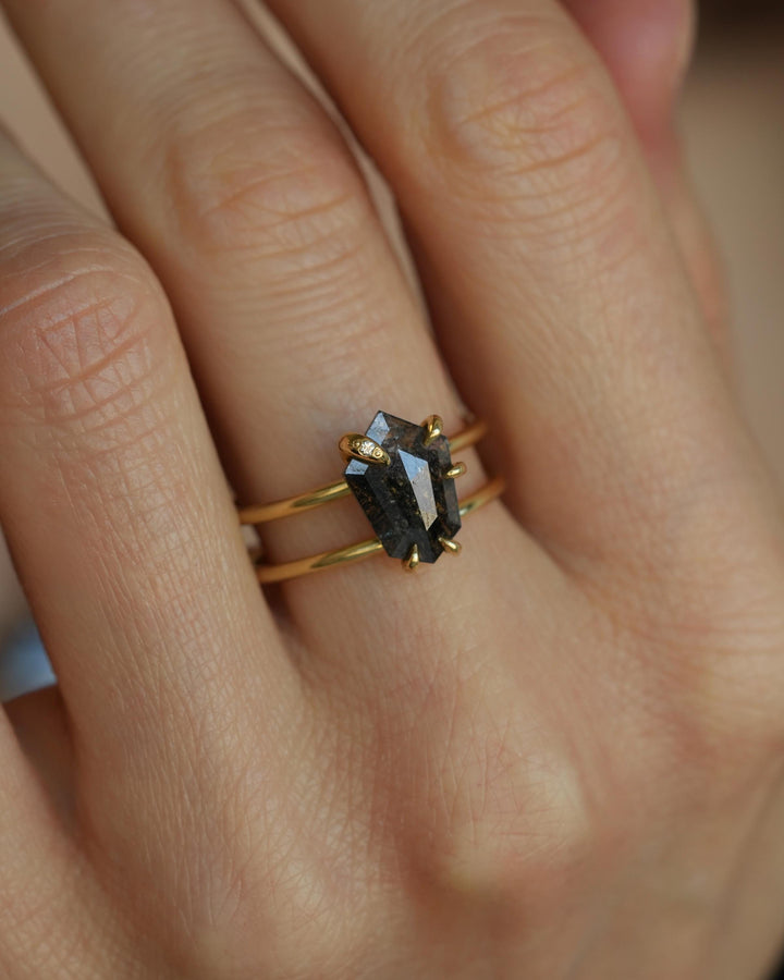 Black Hexagon Shield Diamond Ring