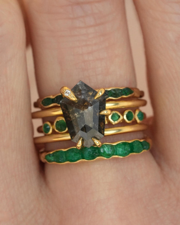 Black Hexagon Shield Diamond Ring