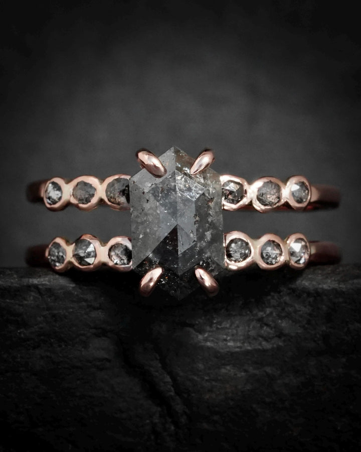 Hexagon Diamond Double Band Ring