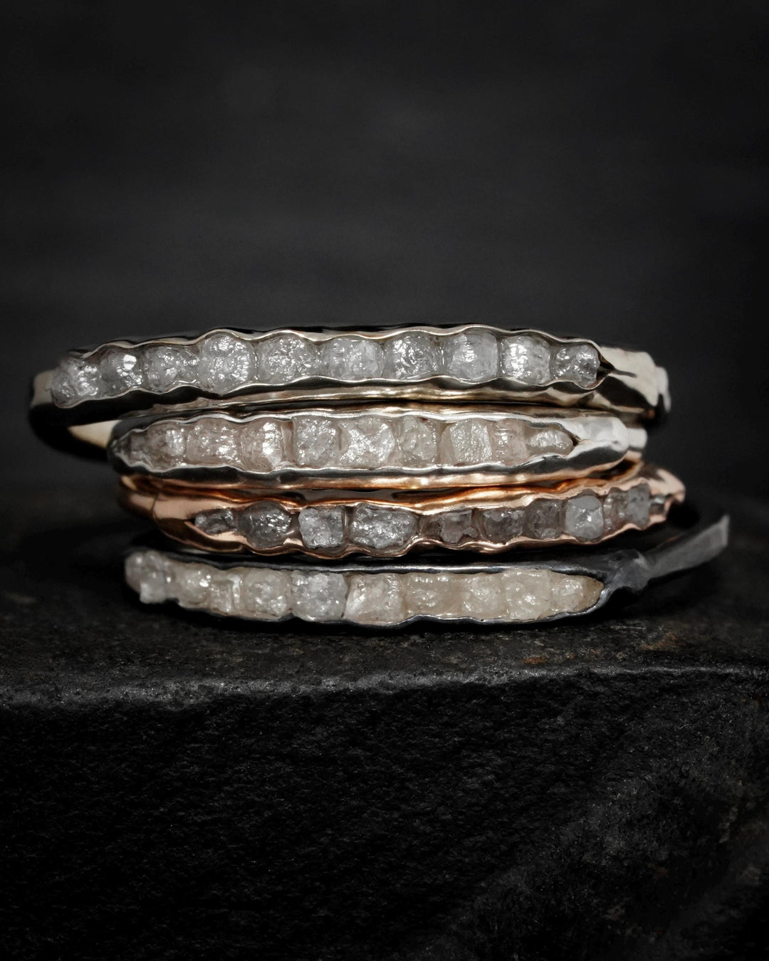 Raw White Diamond Band Ring