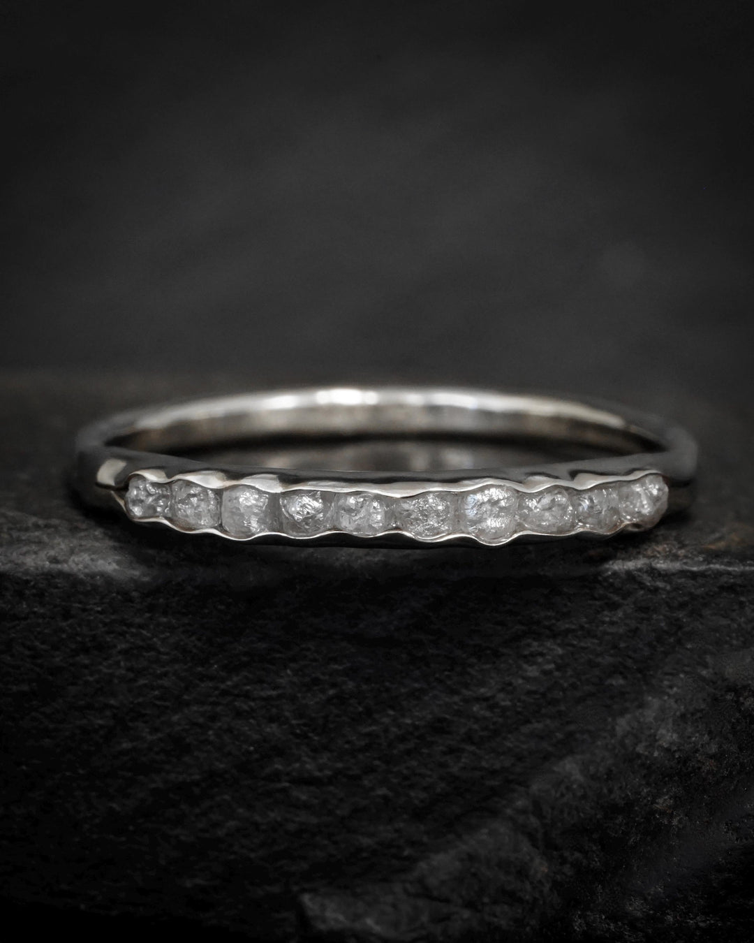 Raw White Diamond Band Ring