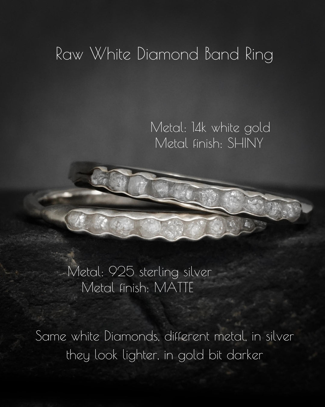 Raw White Diamond Band Ring