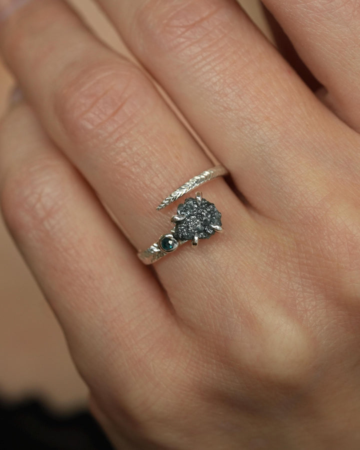 Adjustable Raw Blue Diamond Ring