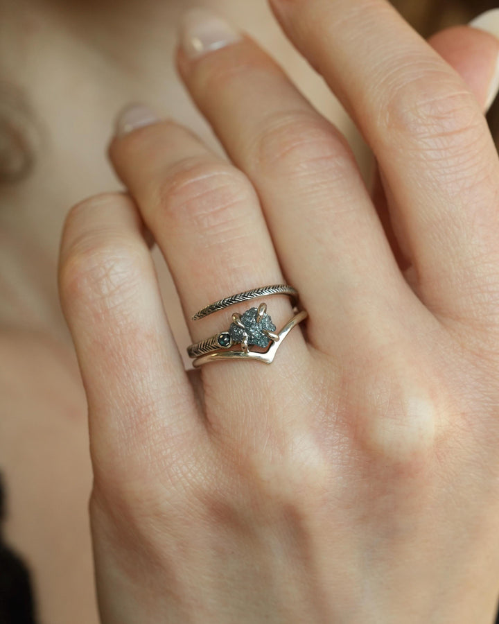 Adjustable Raw Blue Diamond Ring