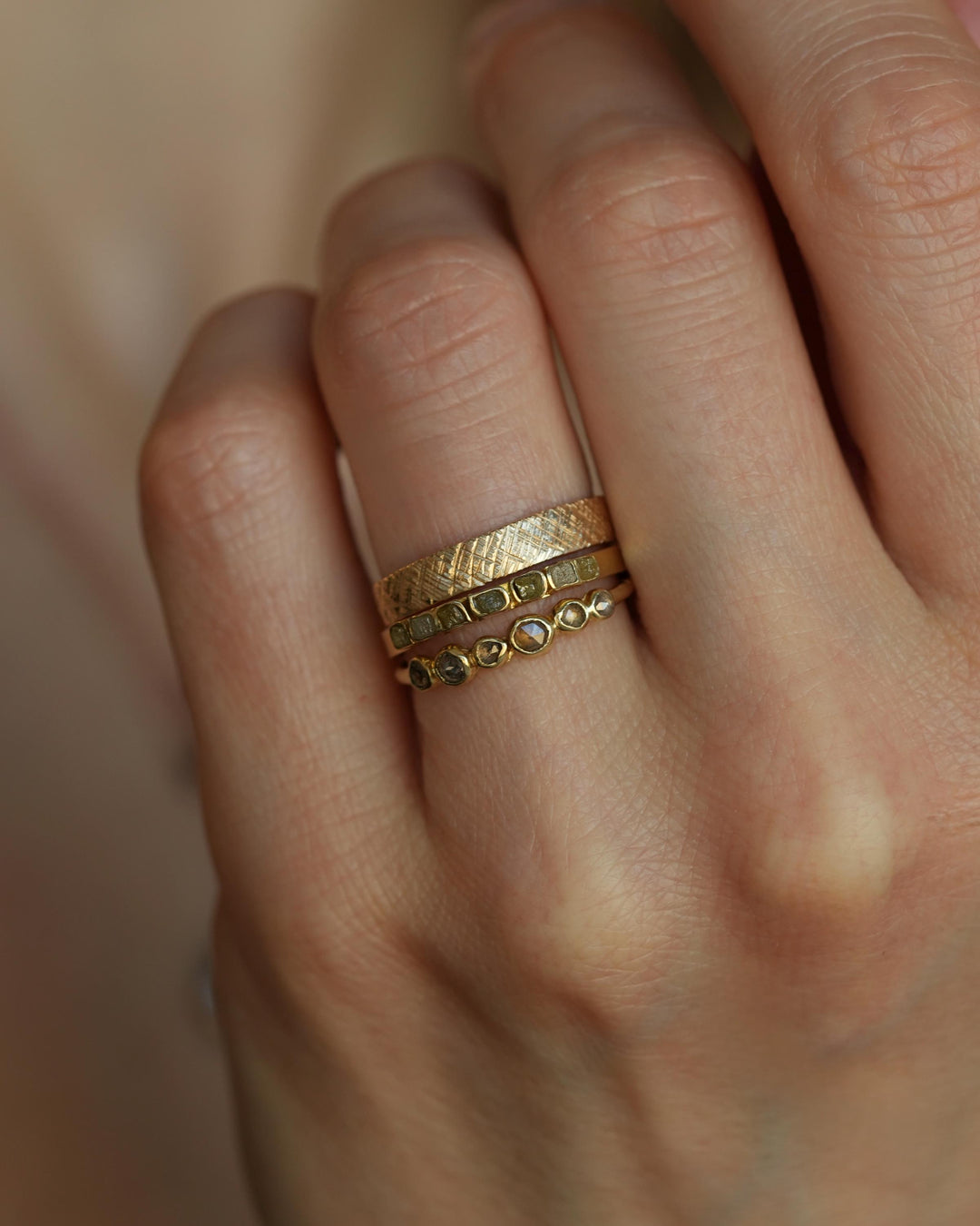 Raw Yellow Cube Diamond Ring