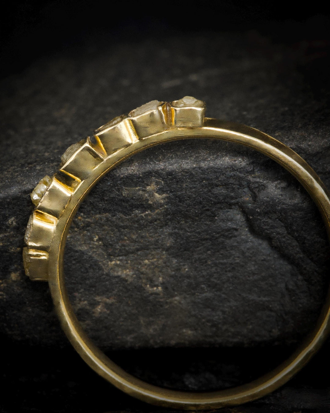 Raw Yellow Cube Diamond Ring