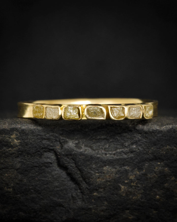 Raw Yellow Cube Diamond Ring