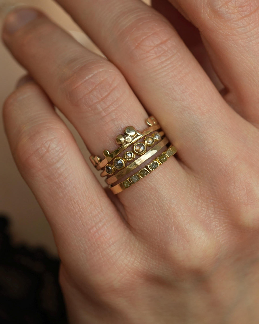 Raw Yellow Cube Diamond Ring