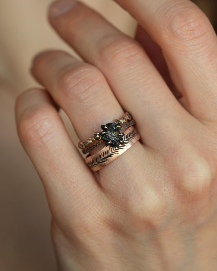 Rustic Raw Black Diamond Ring