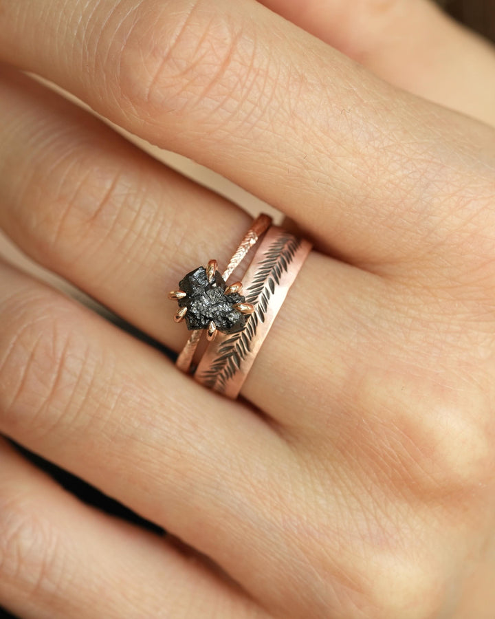 Rustic Raw Black Diamond Ring