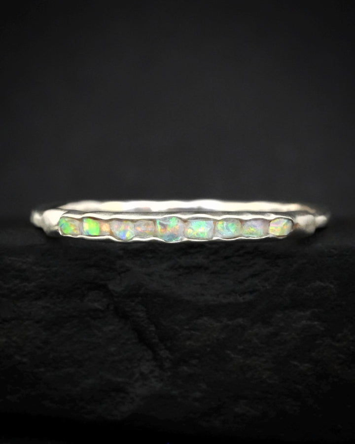 Slim Rustic Raw Opal Band