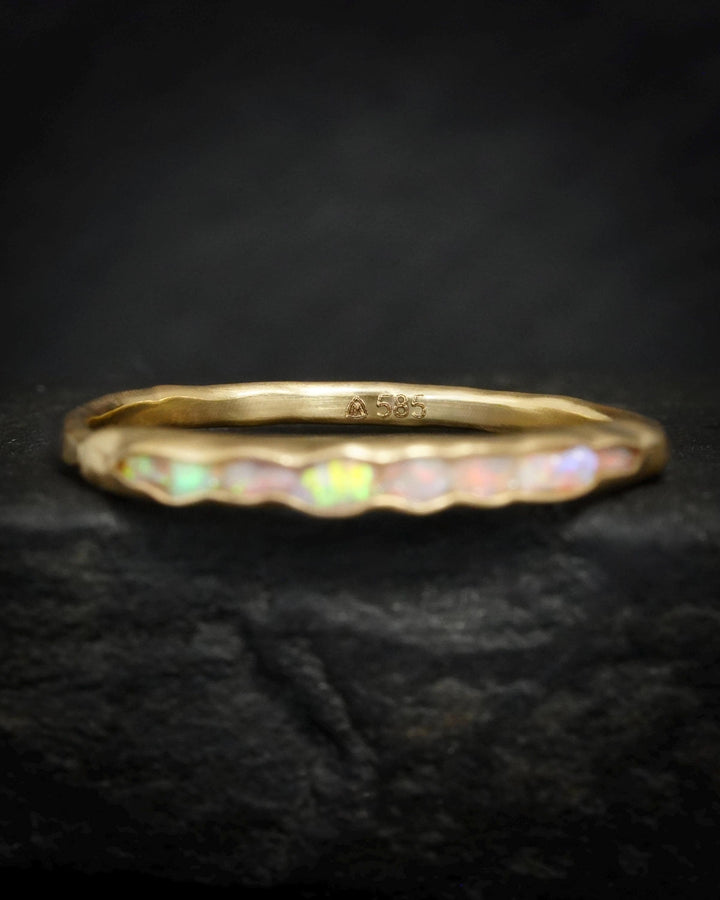 Gold Raw Australian Opal Ring