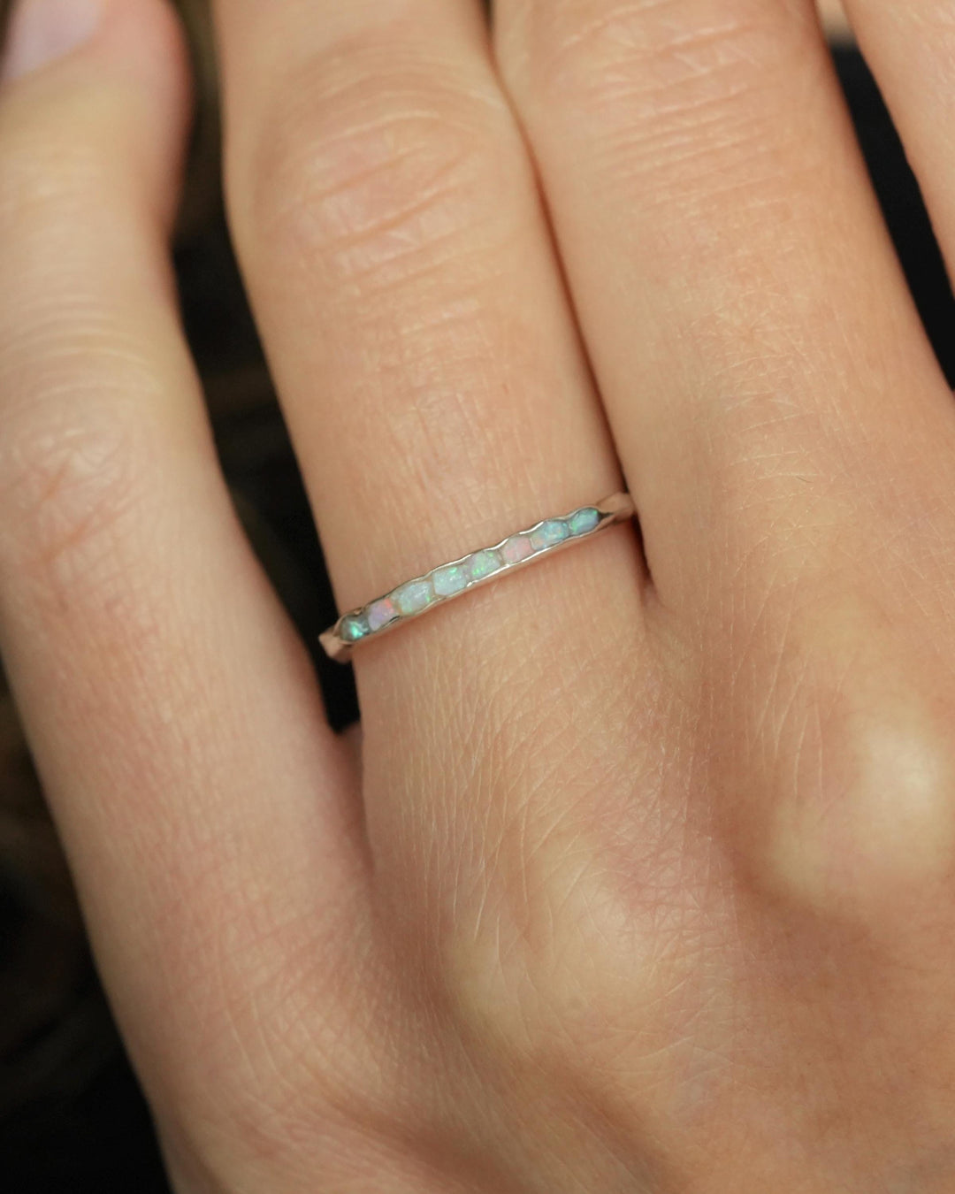 Slim Uncut Australian Opal Ring