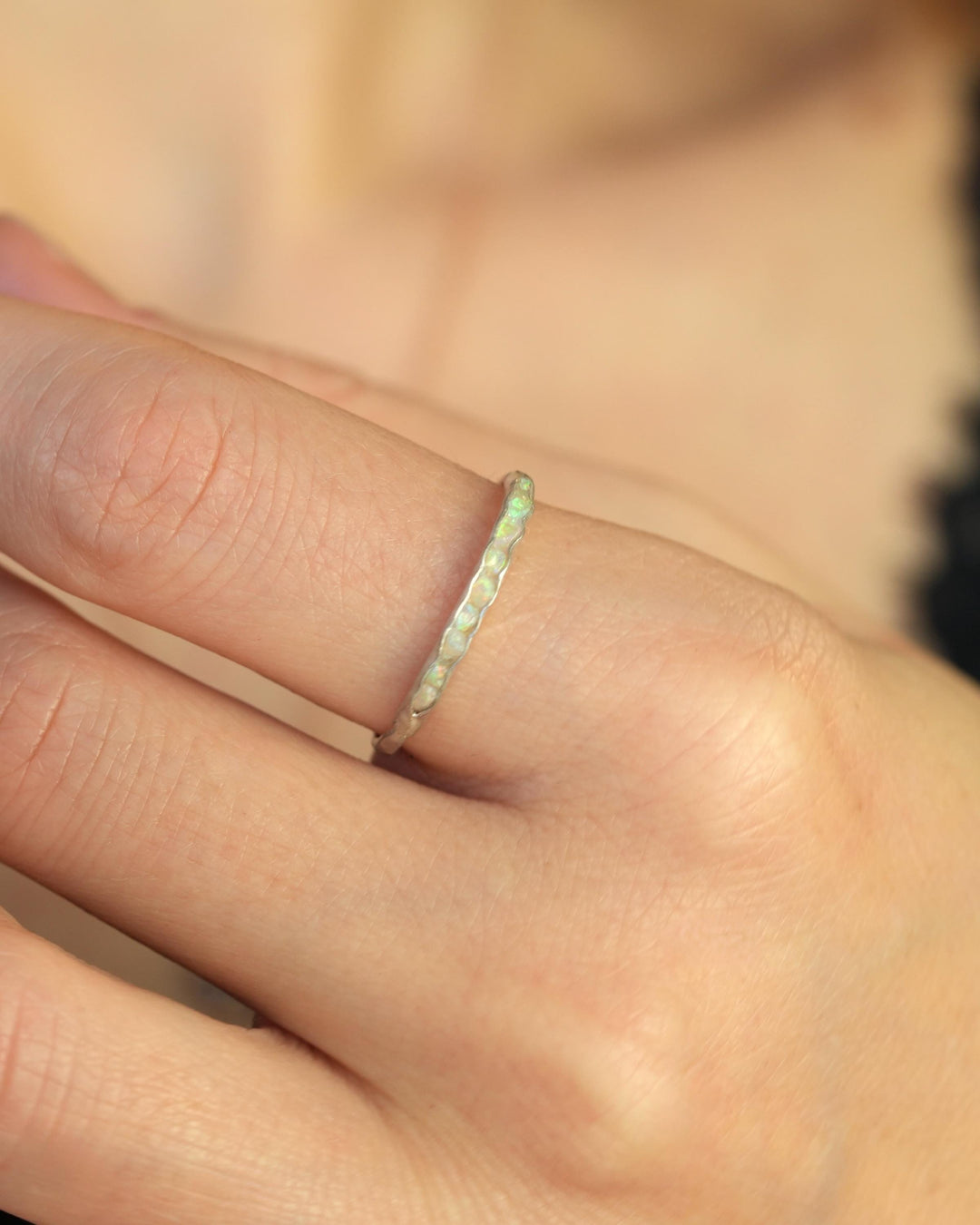 Slim Uncut Australian Opal Ring