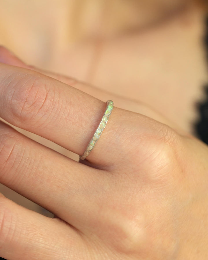 Slim Uncut Australian Opal Ring