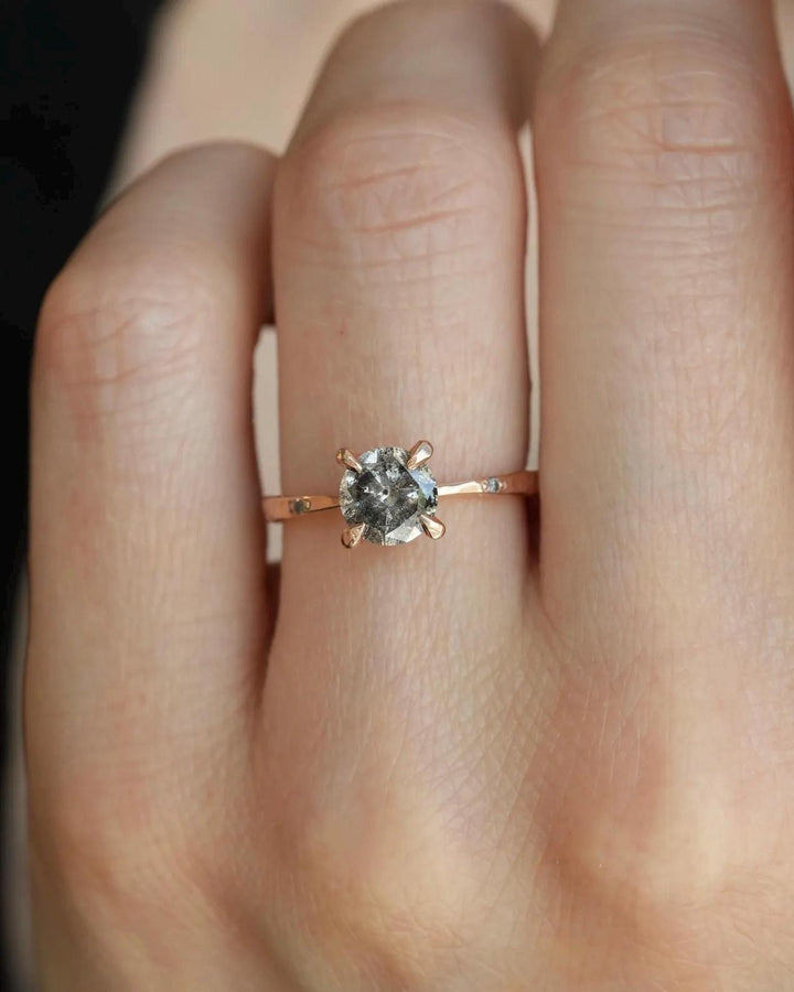 Round Salt and Pepper Diamond Ring