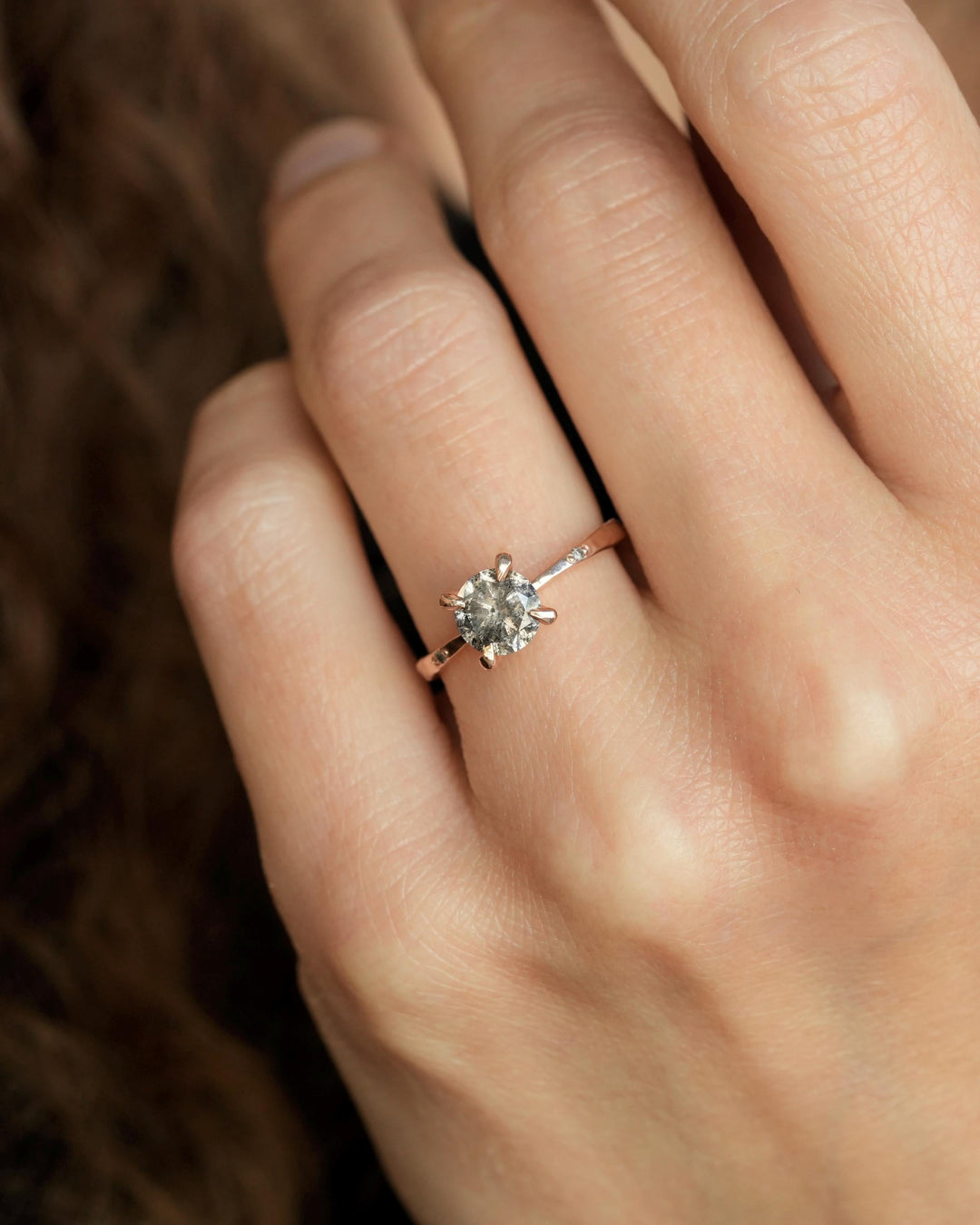 Round Salt and Pepper Diamond Ring
