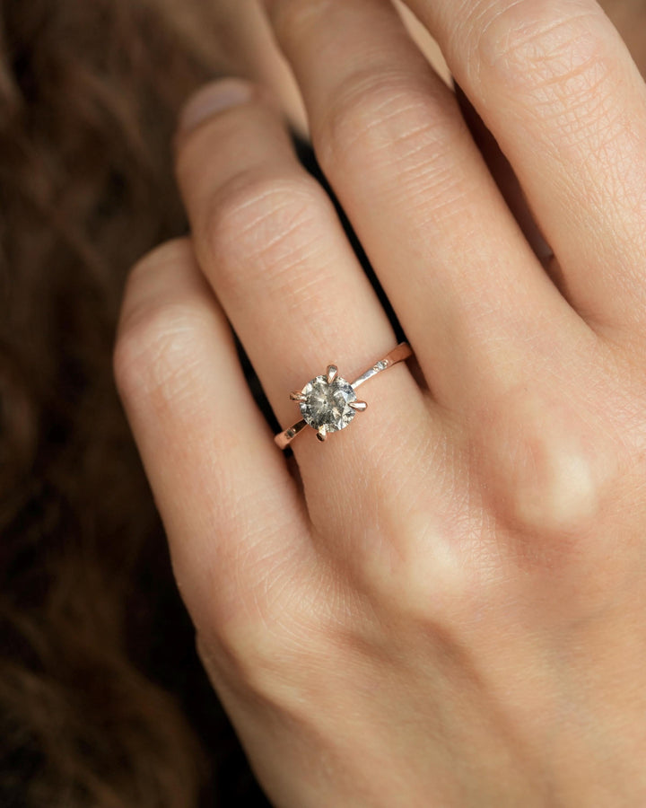 Round Salt and Pepper Diamond Ring
