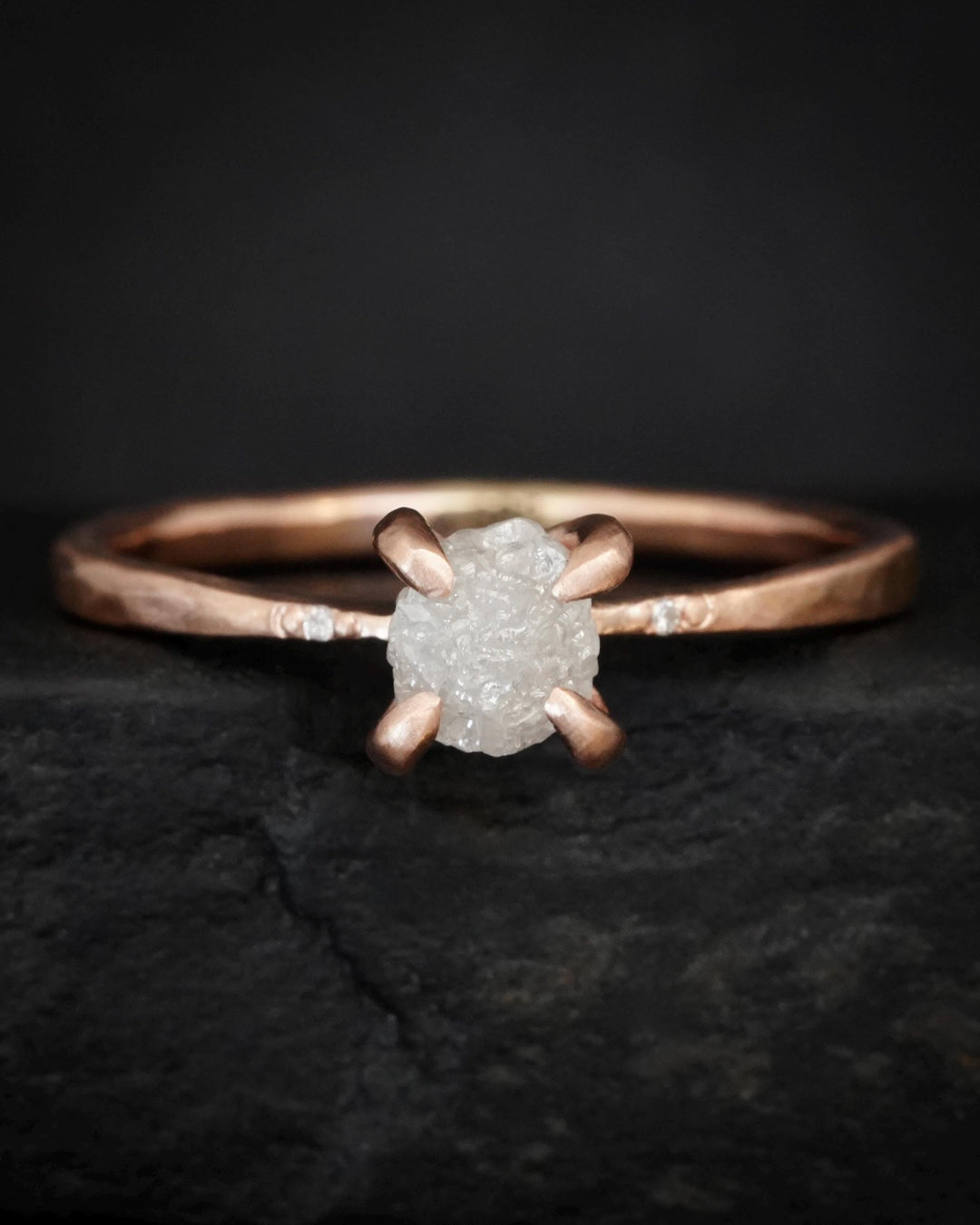 Uncut White Diamond Engagement Ring