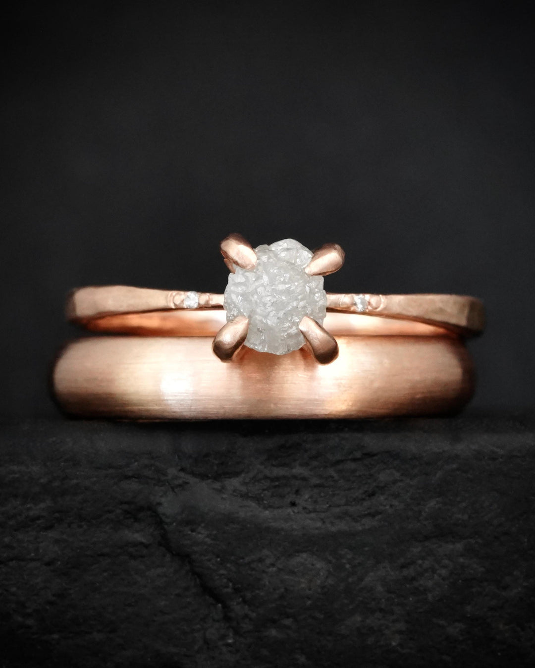 Uncut White Diamond Engagement Ring