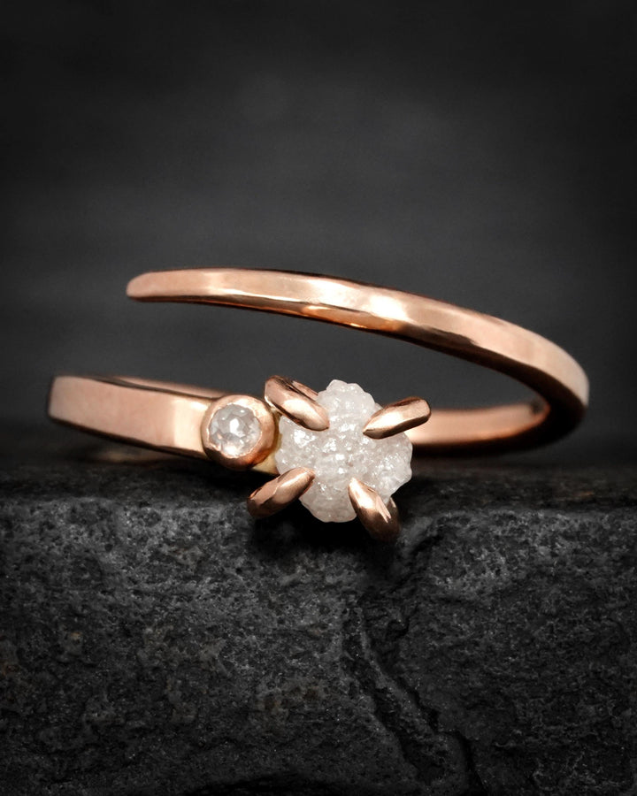 Adjustable Raw White Diamond Horseshoe Nail Ring