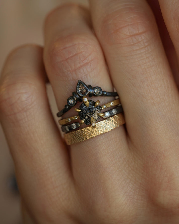 Uncut Black Diamond Engagement Ring