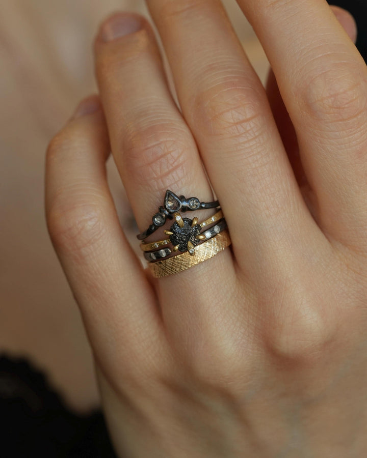 Uncut Black Diamond Engagement Ring