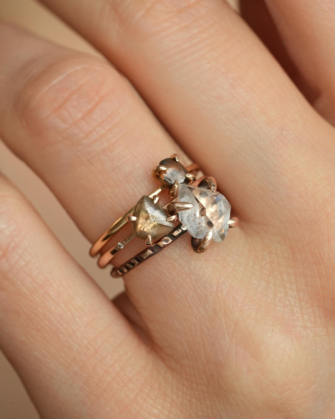 Rough Triangle Diamond Ring