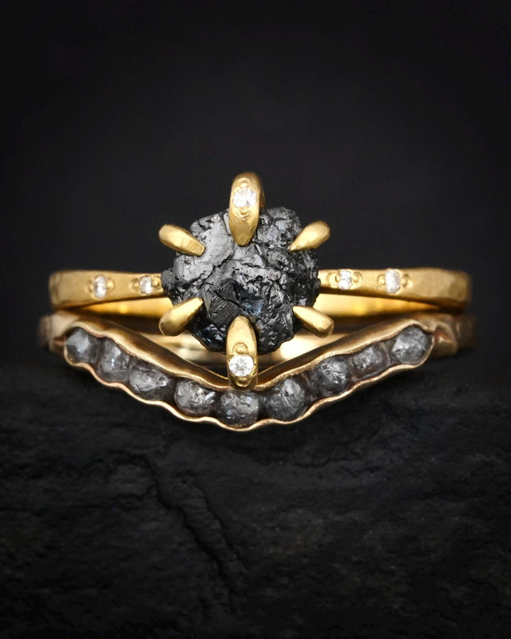 Uncut Black Diamond Engagement Ring