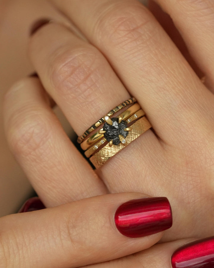 Uncut Black Diamond Engagement Ring
