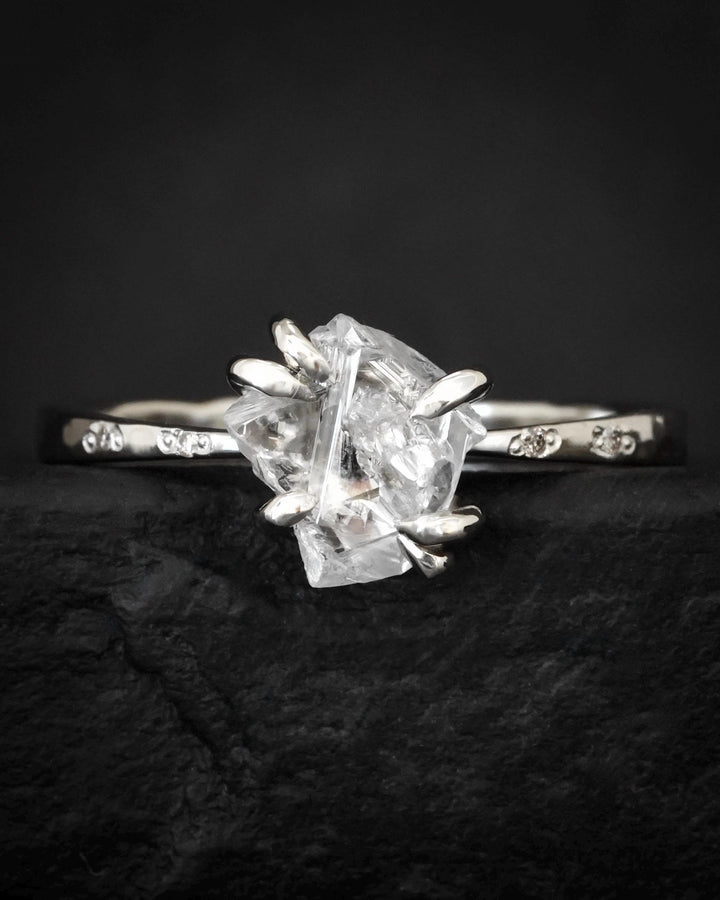 White Raw Galaxy Diamond Ring