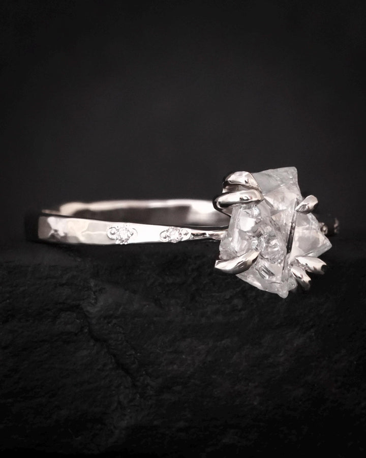 White Raw Galaxy Diamond Ring