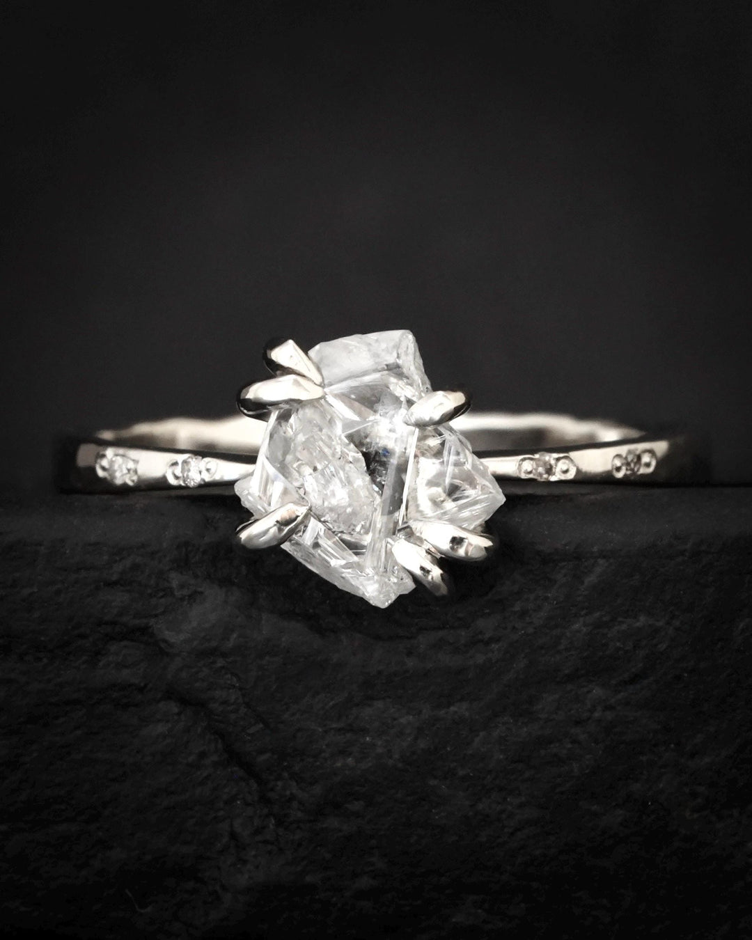 White Raw Galaxy Diamond Ring