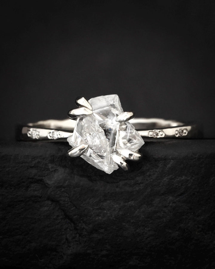 White Raw Galaxy Diamond Ring