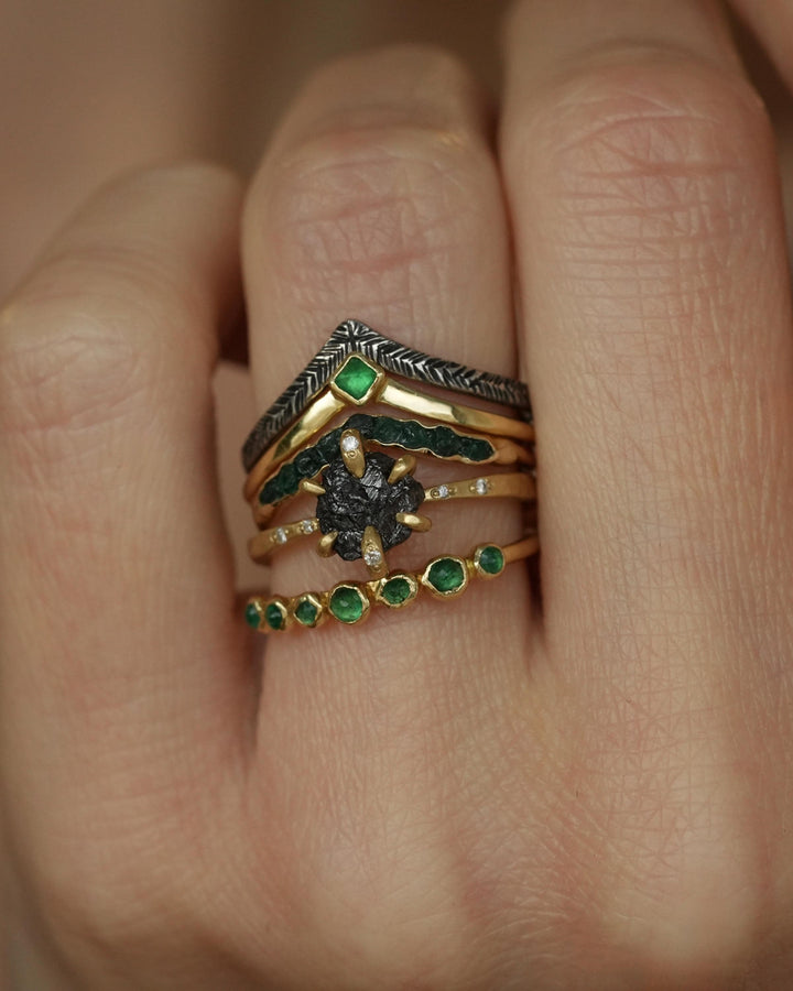 Uncut Black Diamond Engagement Ring
