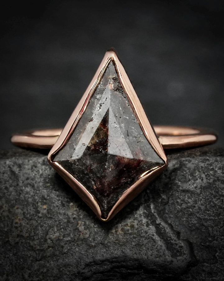 Salt and Pepper Kite Diamond Ring