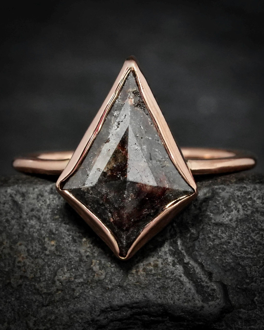 Salt and Pepper Kite Diamond Ring