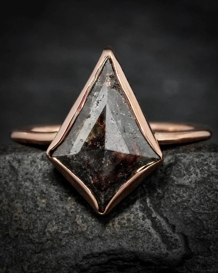 Salt and Pepper Kite Diamond Ring