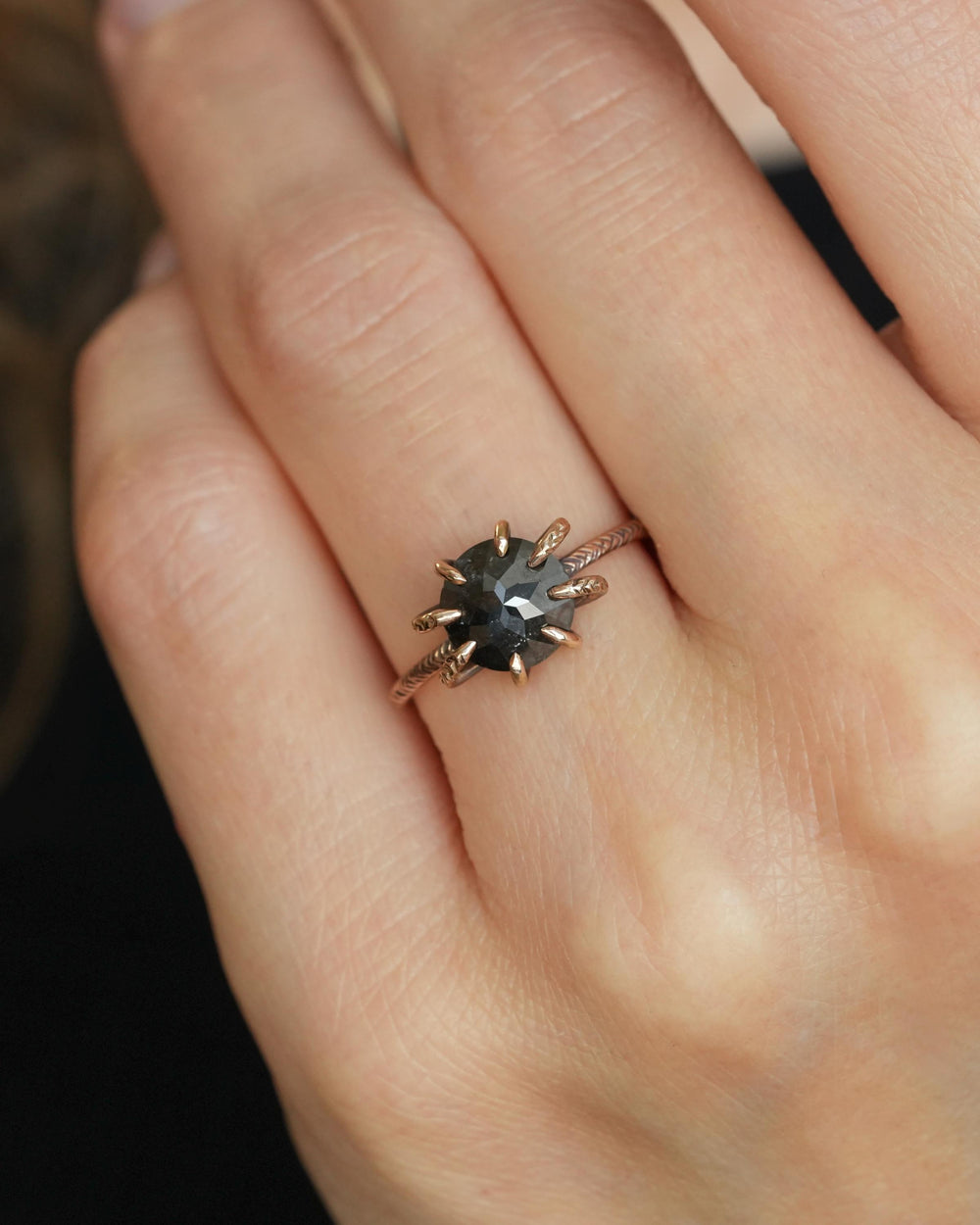 Black Round Diamond Ring