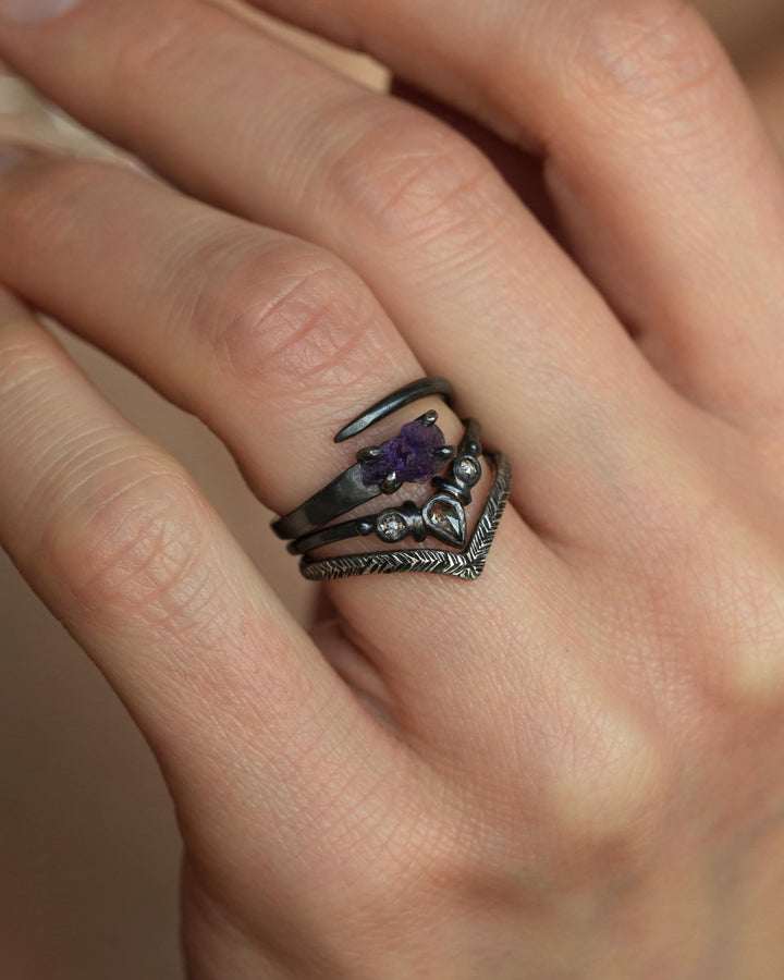 Amethyst Horseshoe Nail Ring