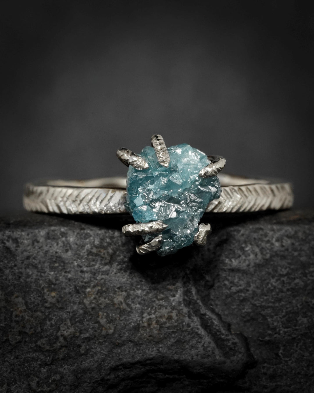 Raw Blue Diamond Ring