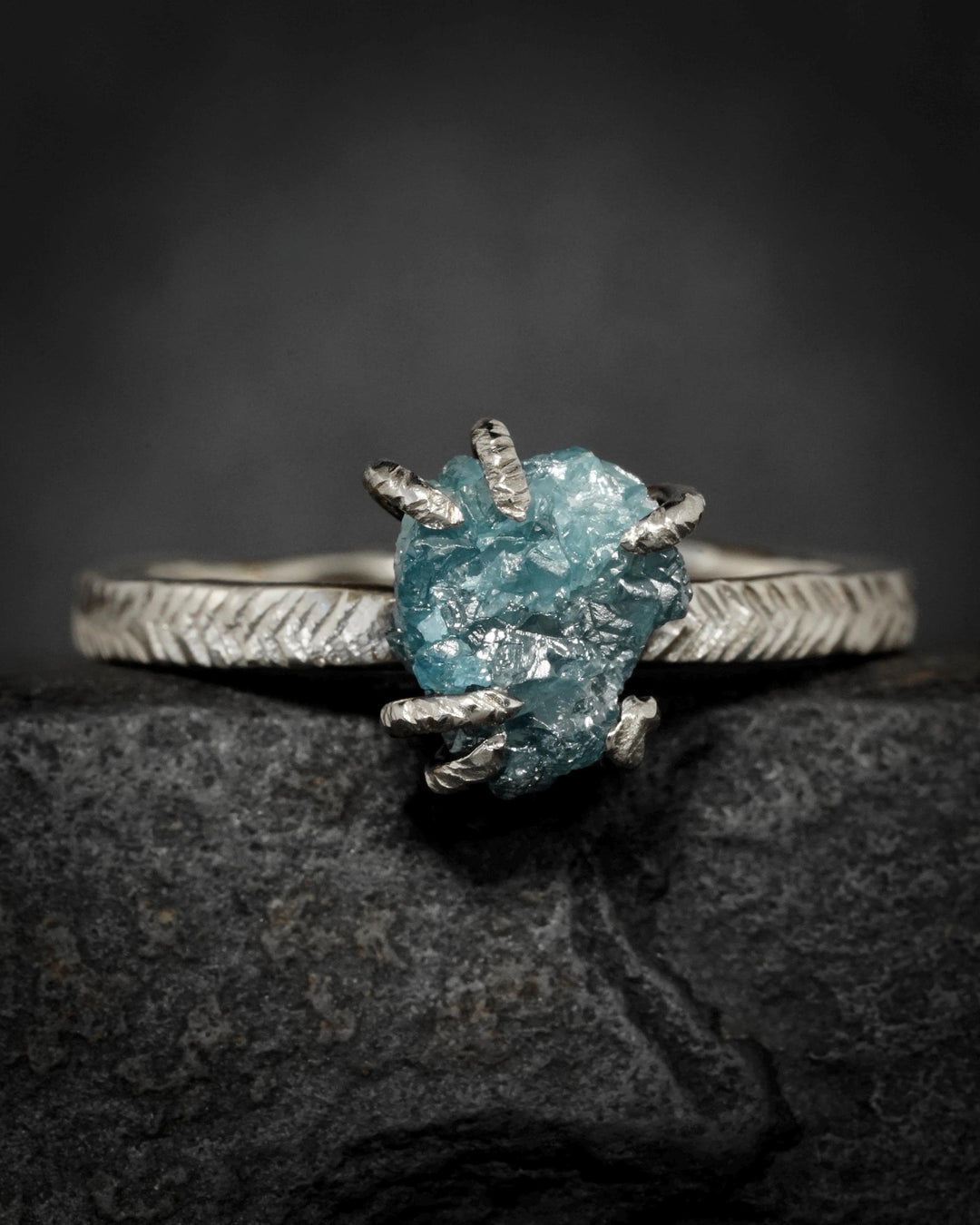 Raw Blue Diamond Ring