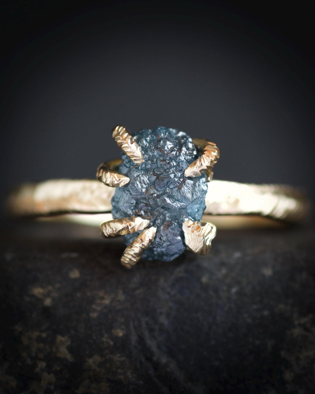 Raw Blue Diamond Ring
