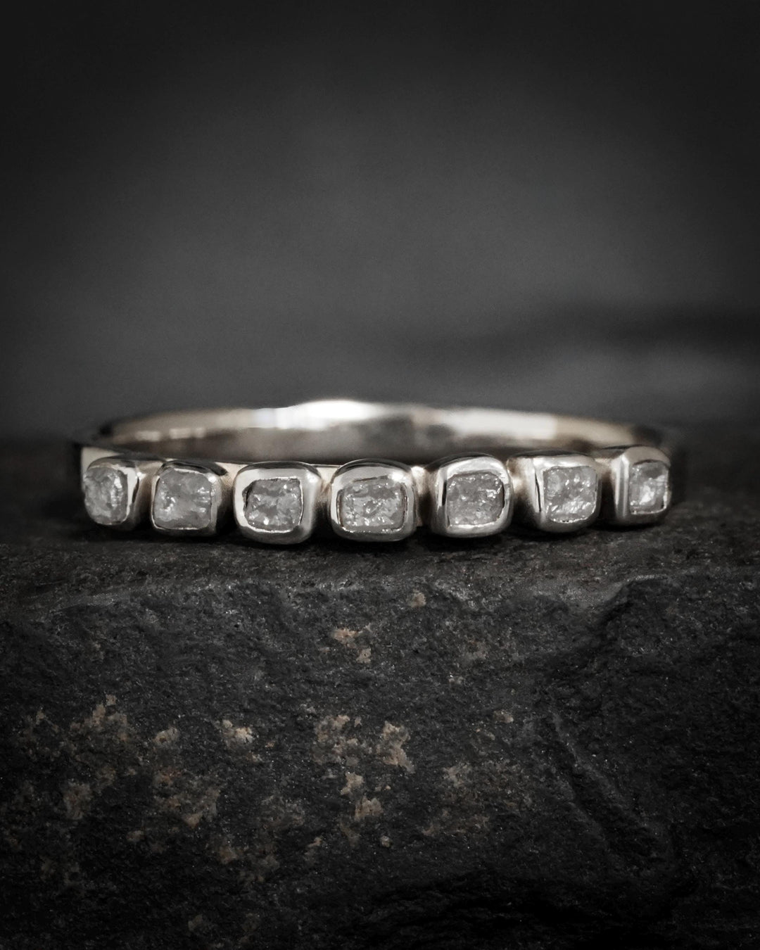 Raw Gray Cube Diamond Ring