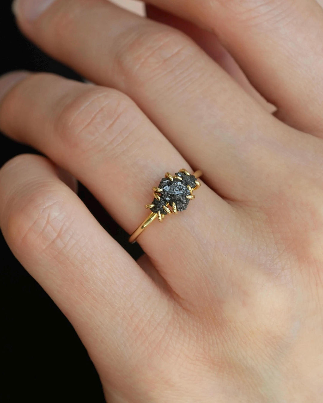 Cluster Black Diamond Engagement Ring