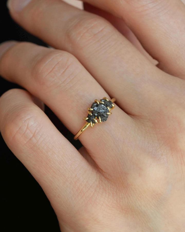 Cluster Black Diamond Engagement Ring